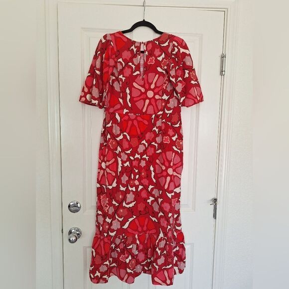 Rhode red white 50% linen maxi dress size L‎ - Picture 4 of 7